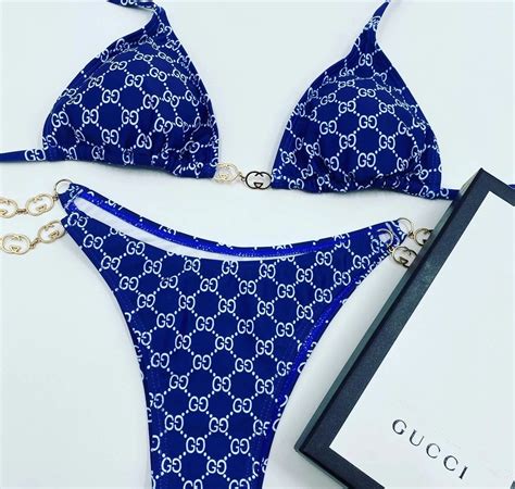 gucci swimsuit blue|women Gucci bikini.